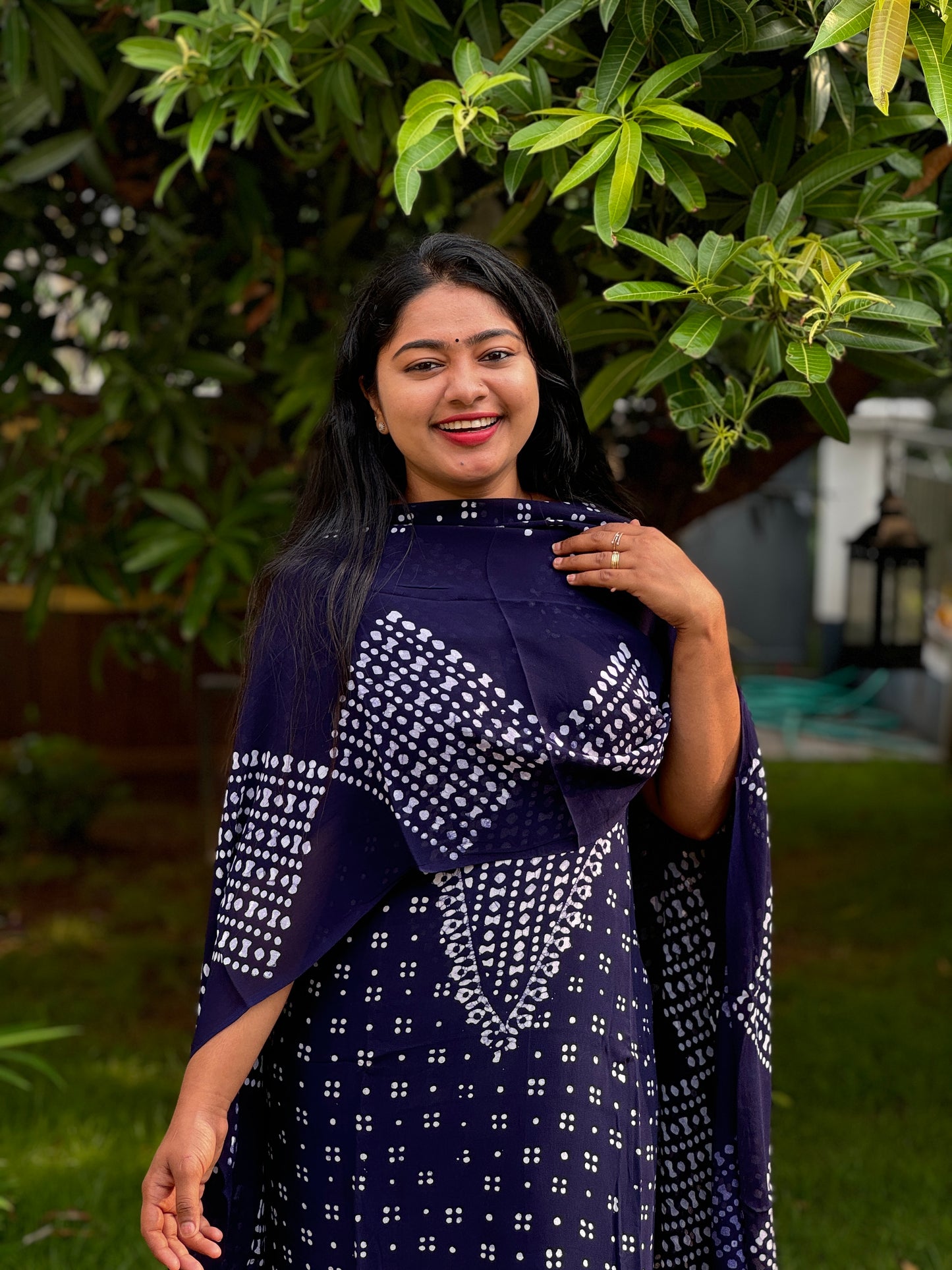 Viscose Georgette Batik Print Unstitched Churidar Material- A1372