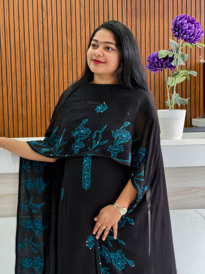 Premium Black Georgette Chikankari Salwar Material A2022
