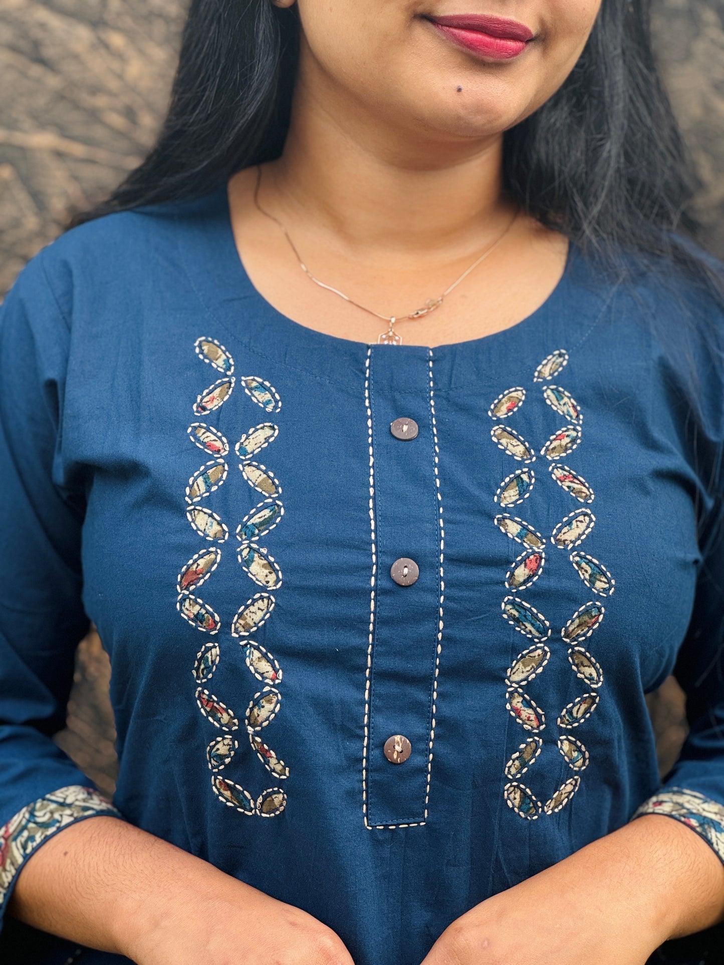 Kalankari Cotton Set 💙💛- A1412