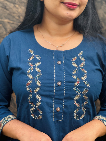 Kalankari Cotton Set 💙💛- A1412