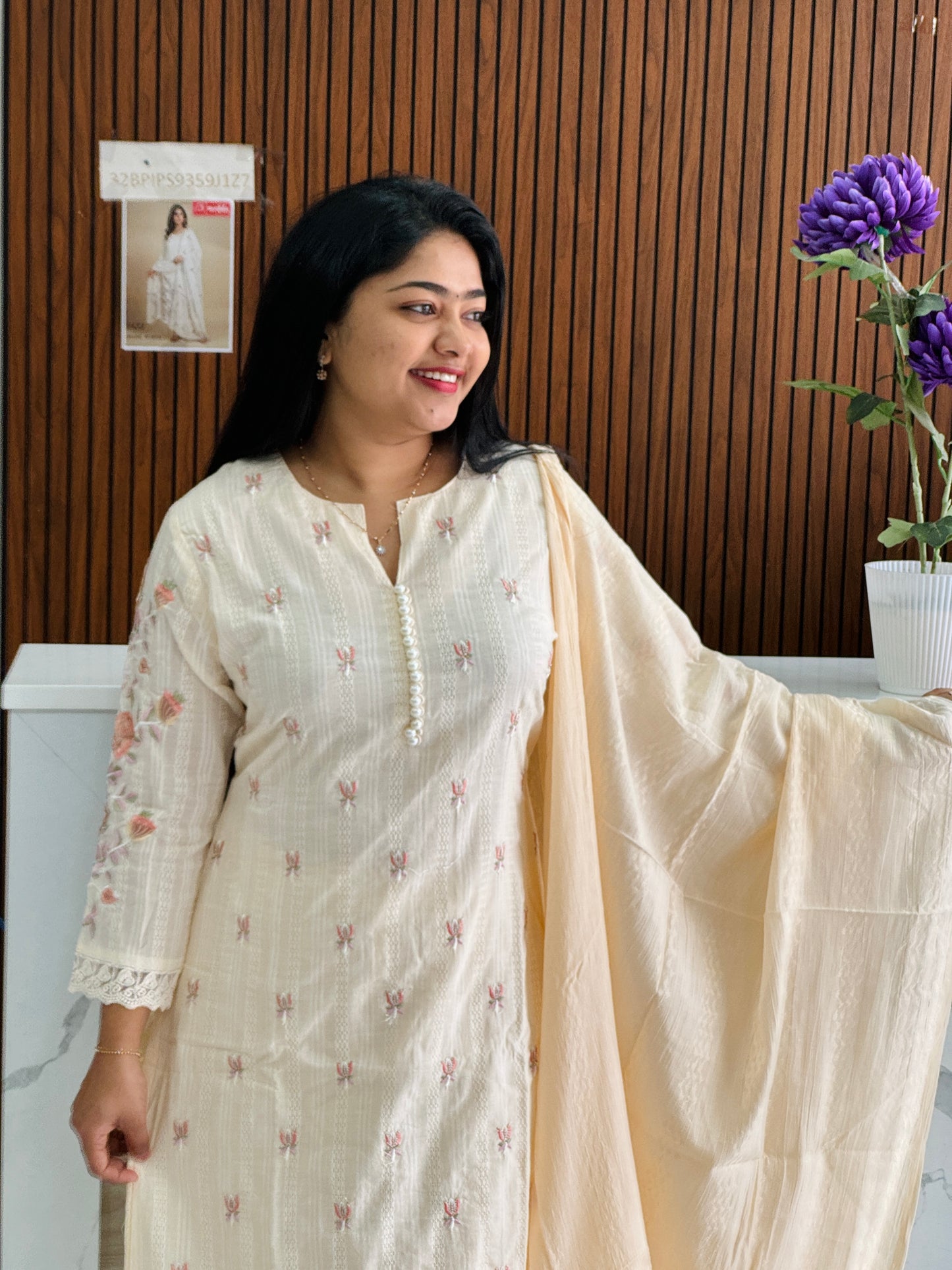 Premium Mul Mul Cotton 3 Piece Light Peach Shade A1705