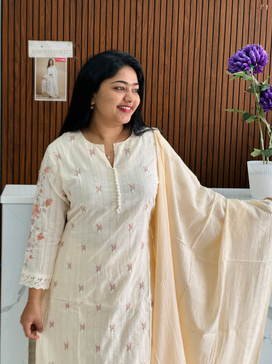 Premium Mul Mul Cotton 3 Piece Light Peach Shade A1705