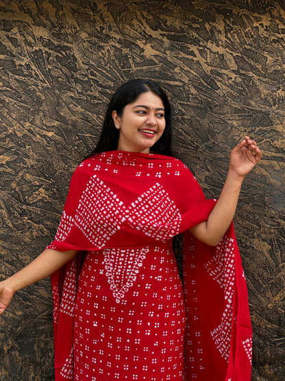 Viscose Georgette Batik Print Unstitched Churidar Material- A1372