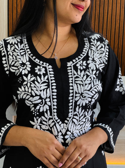 Peach & Black Chikankari Cordset