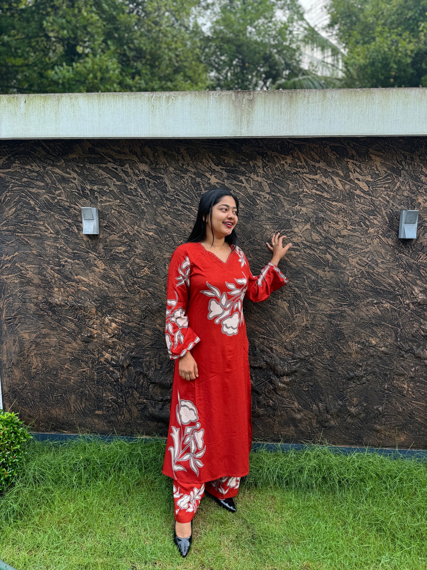 Brick Red & Black Shade 2 piece Cordset Medium to 3XL- A1453