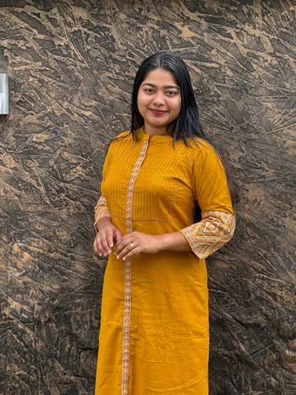 yellow cord set, perfect for both daily wear and function wear. Available in sizes M to 3XL -A1447