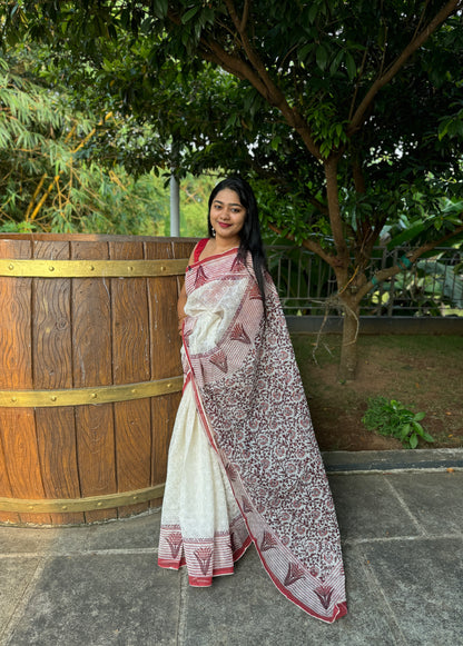 Tepchi Kota Hand Block Print Saree-A1327