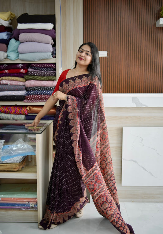 Function Wear Viscose Georgette Saree A 1605