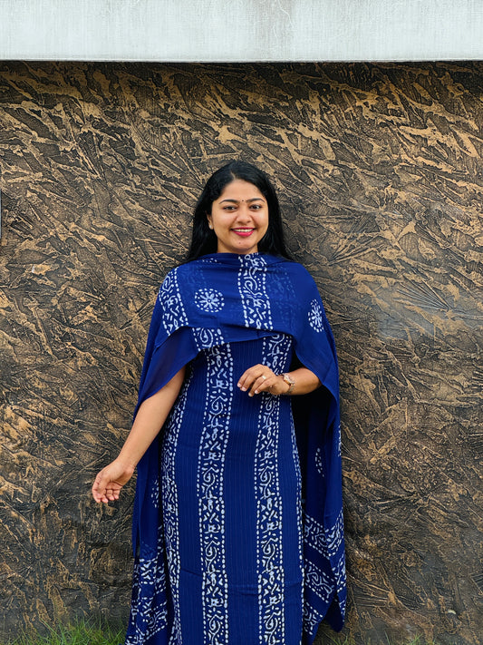 Georgette Batik Print Unstitched Churidar Material A- 1562