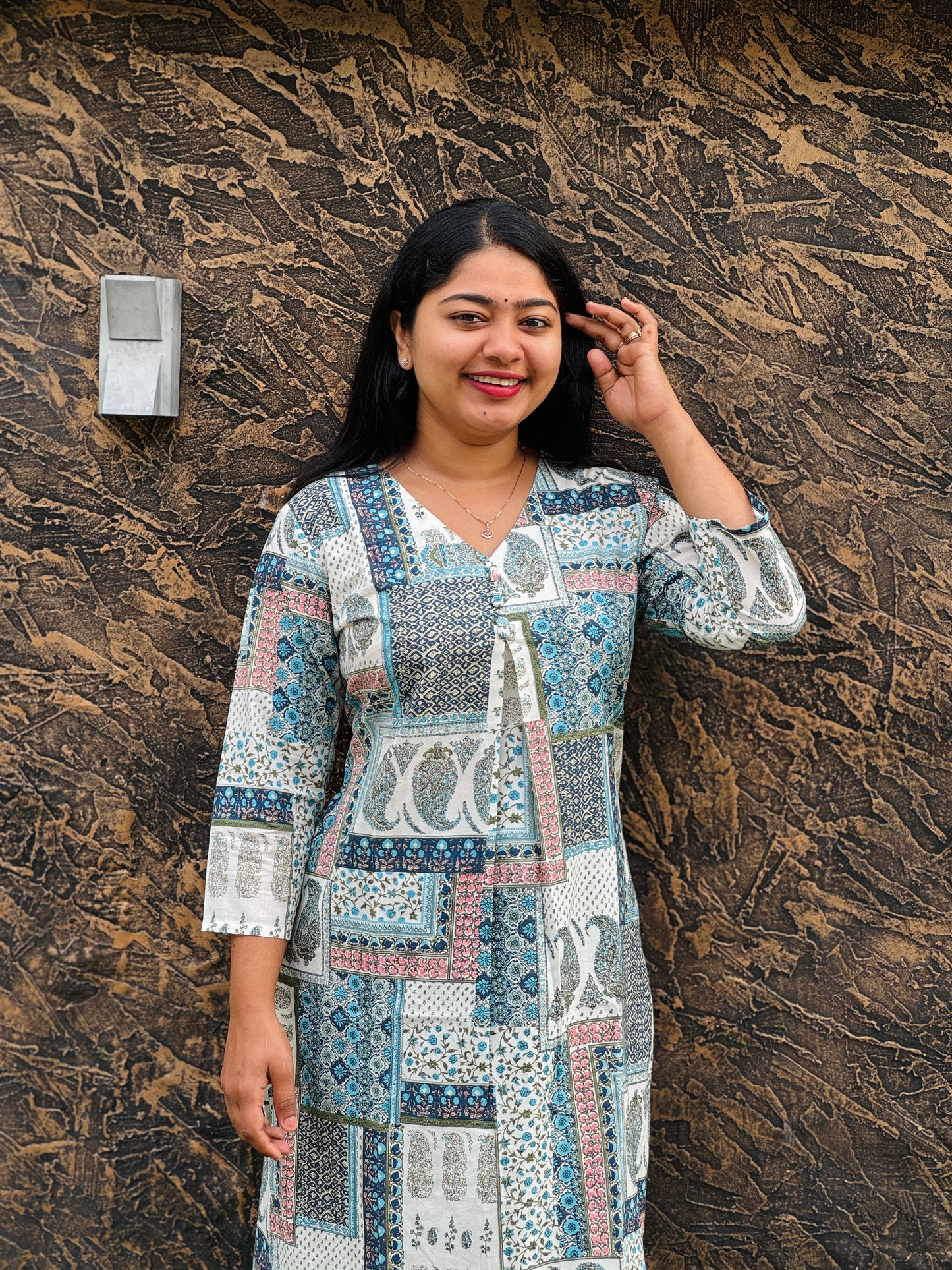 Kantha Cotton Co-ord Flex Bottom with Pockets- A1381