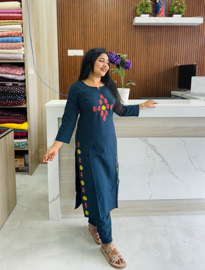 Blue Beauty in Khadi Cotton Cordset A1752