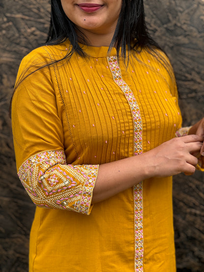 yellow cord set, perfect for both daily wear and function wear. Available in sizes M to 3XL -A1447