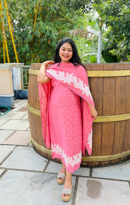 Coral Silk Unstitched Salwar Material A2047