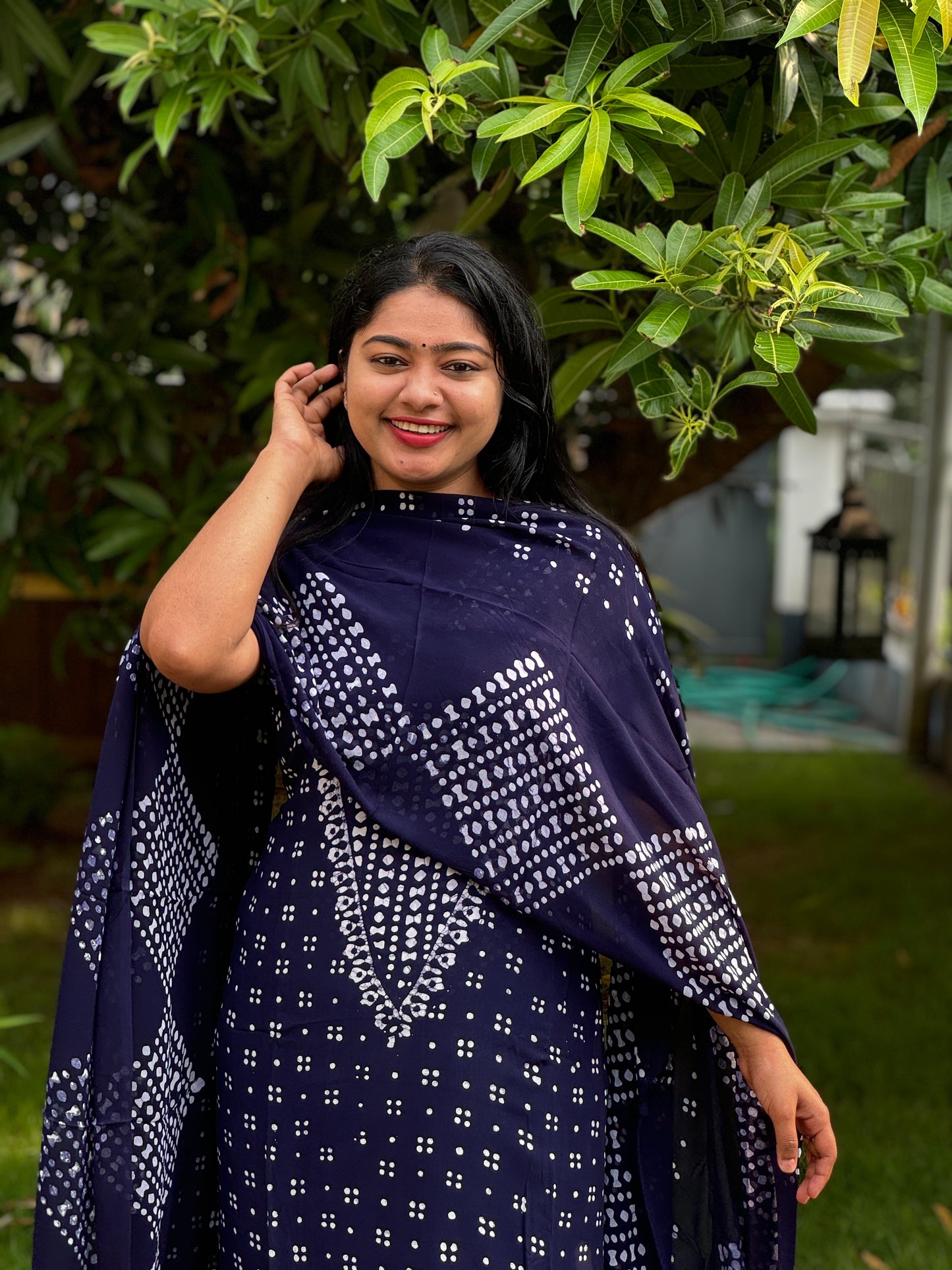 Viscose Georgette Batik Print Unstitched Churidar Material- A1372