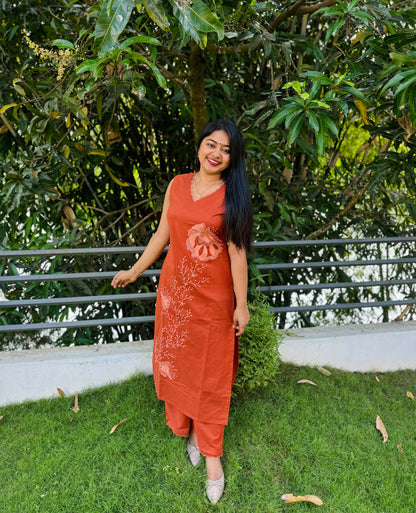 Elegant Brick Orange  Cordset A1626