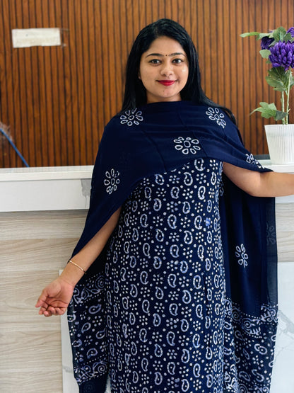 Georgette Batik Print Unstitched Churidar Material : A1947
