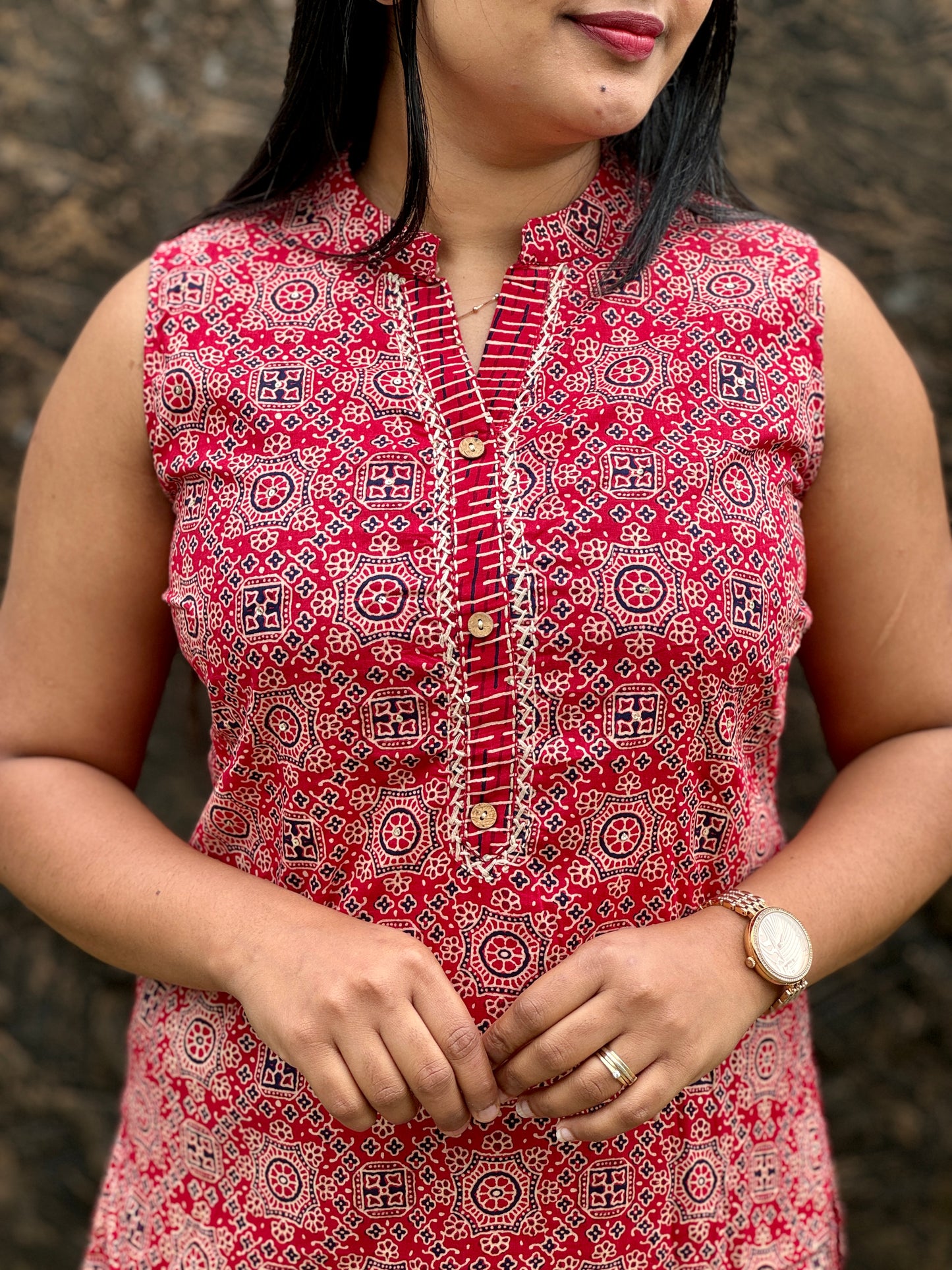 Elegant Red Ajrakh Co-ord set : A 1477