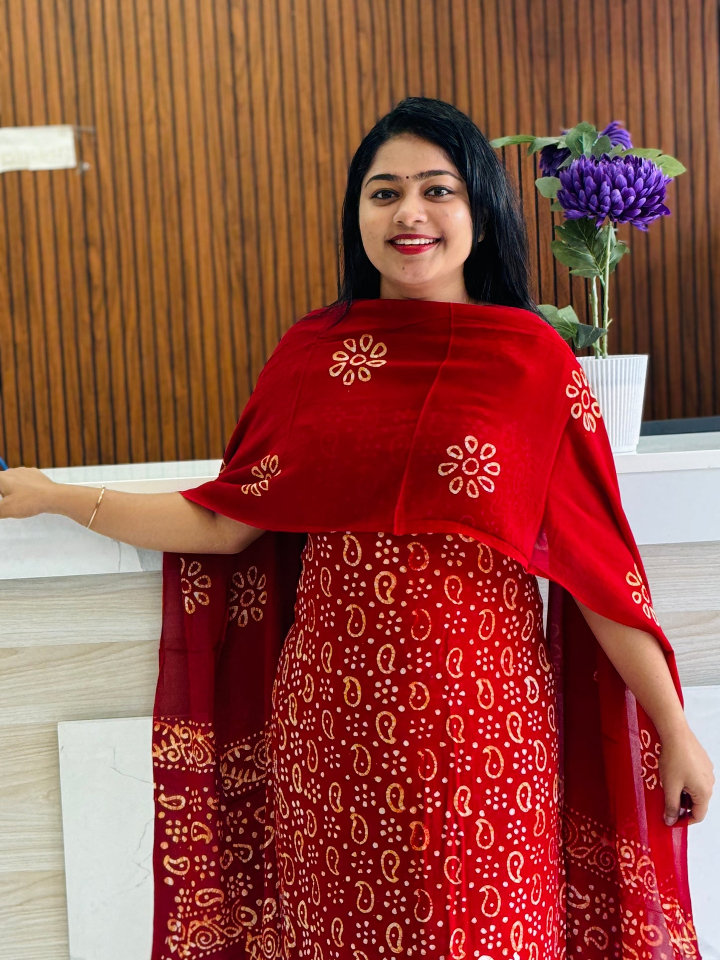 Georgette Batik Print Unstitched Churidar Material : A1947