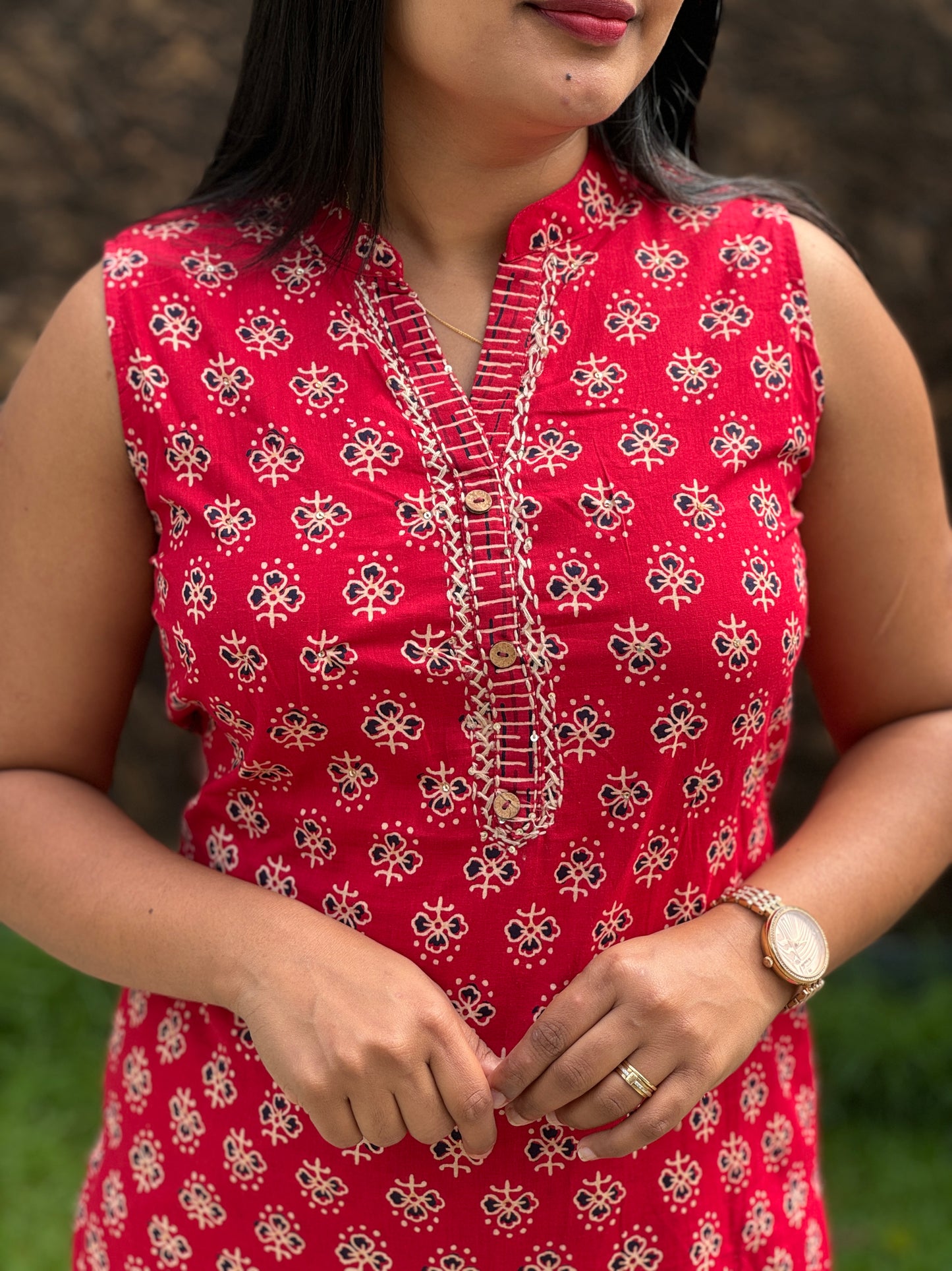 Daily Wear Sleevless  Cotton Cordset ( Half Sleev Attached ) : A 1467