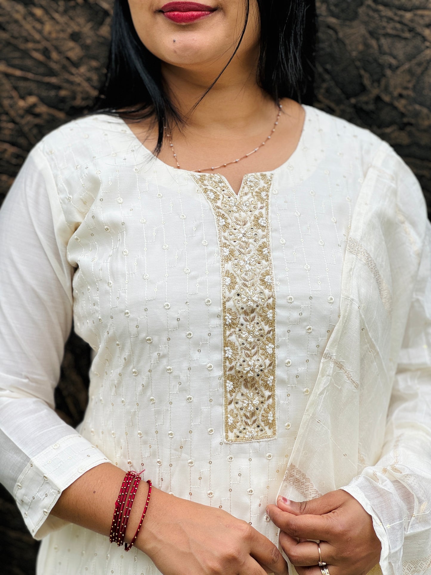 Onam Collection ✨ Elegant Offwhite Shade with Golden Line Detailing - A1520