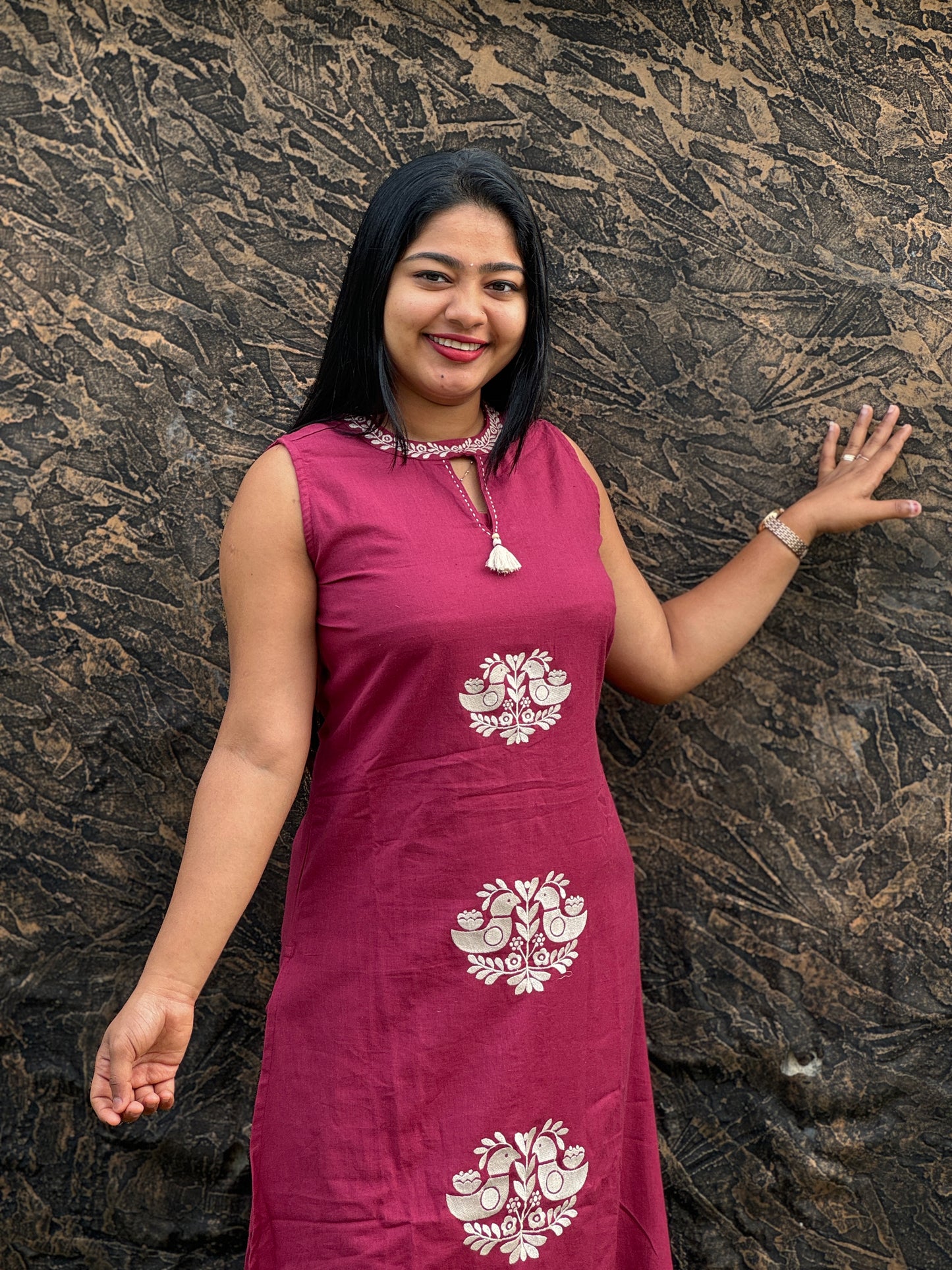 Brick Red & Onion Pink 3-Piece Salwar Set A- 1492