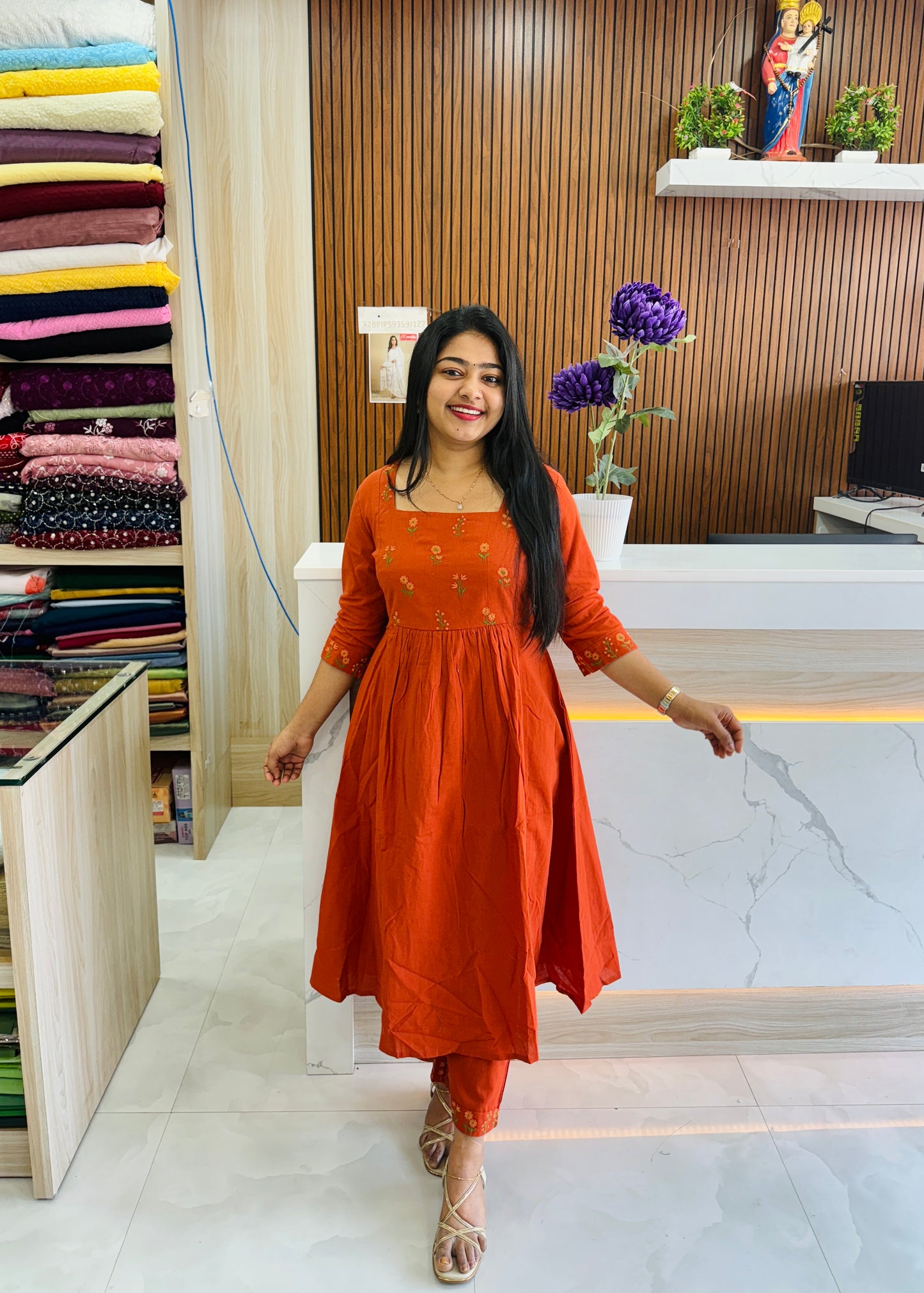 Orange Pure Cotton Cordset🧡 A1696