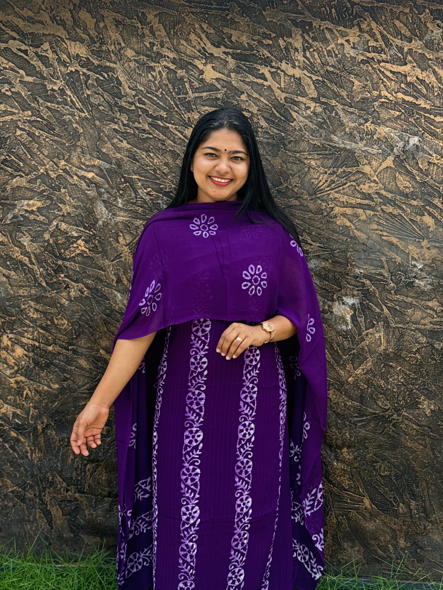 Georgette Batik Print Unstitched Churidar Material : A 1474