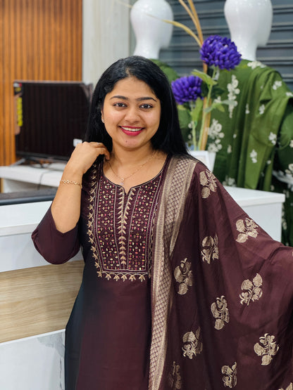 Premium Silk Top with Intricate Handwork & Banarasi Dupatta- A1360