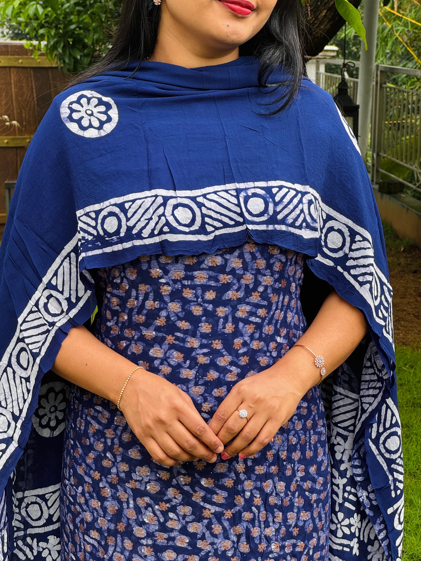 Georgette golden boota work Unstitched Churidar Material A 1587