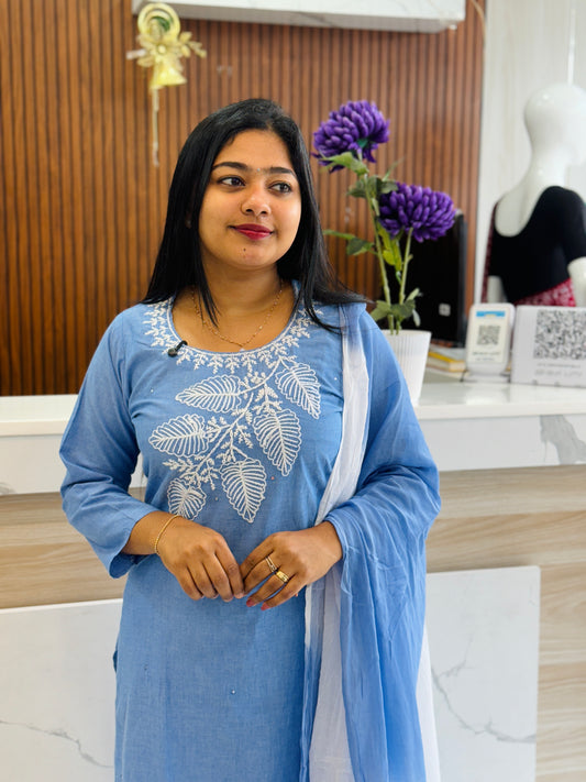 Grace in Blue – 3-Piece Salwar Set A - 1524