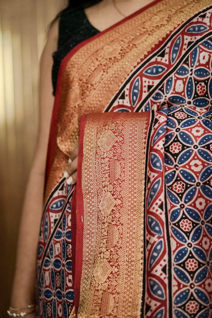 Elegant Ajrak Dolla Silk Sarees A 2004