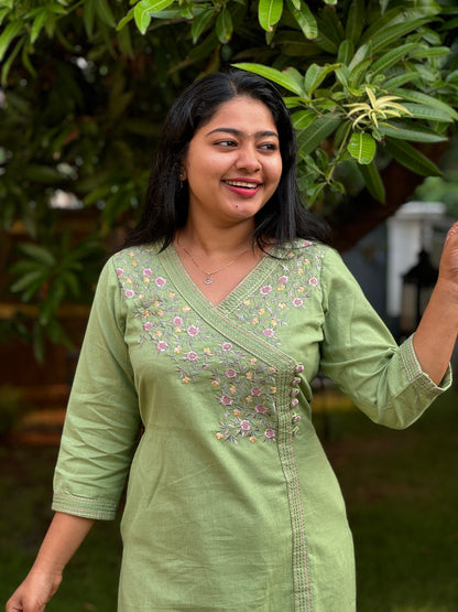 Angrakh style Flex Cotton 2 piece Co-ord Set with Thread work A - 1508