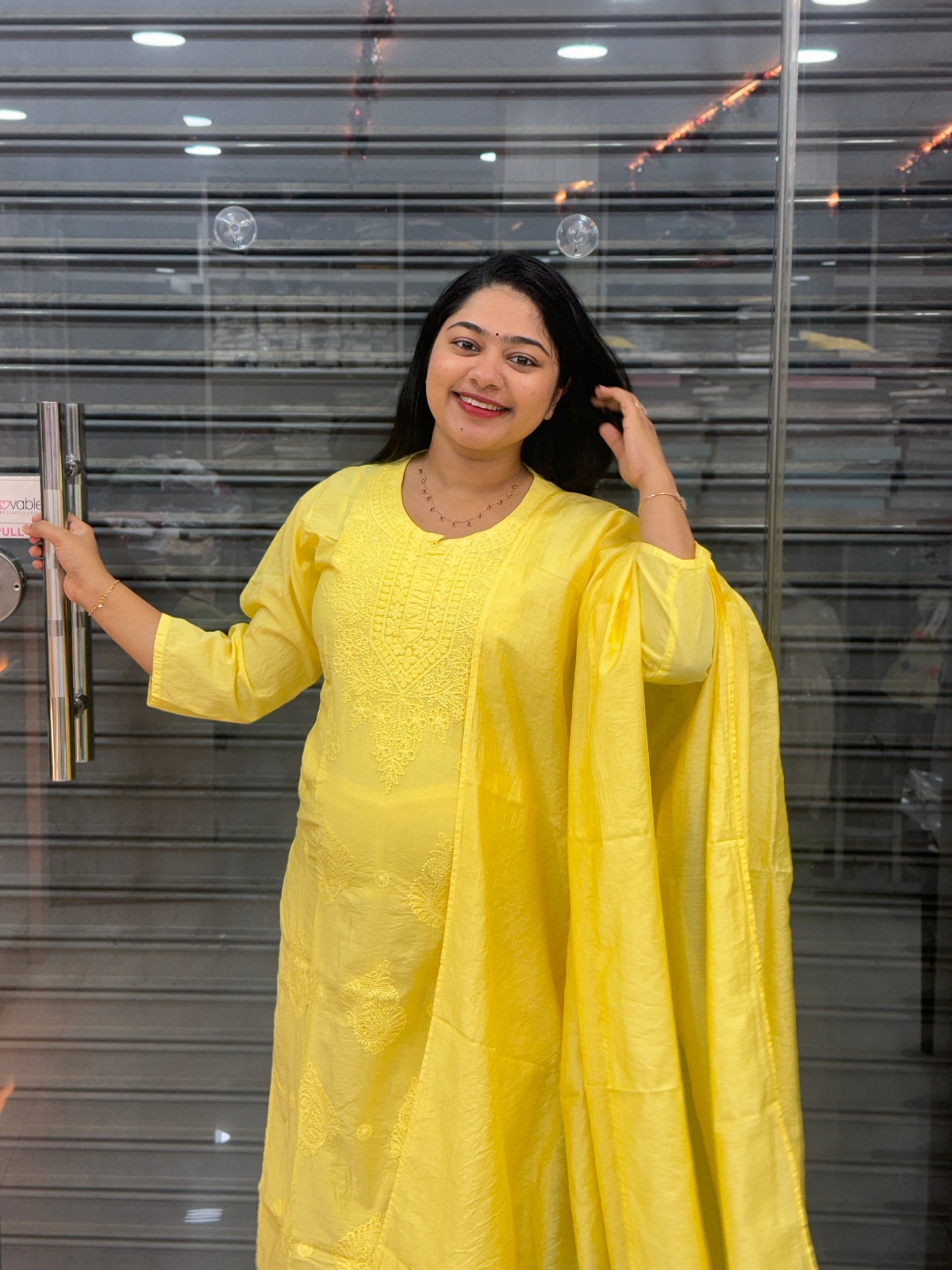Bright Yellow Chikankari Cotton 3-Piece Set 💛 A2033