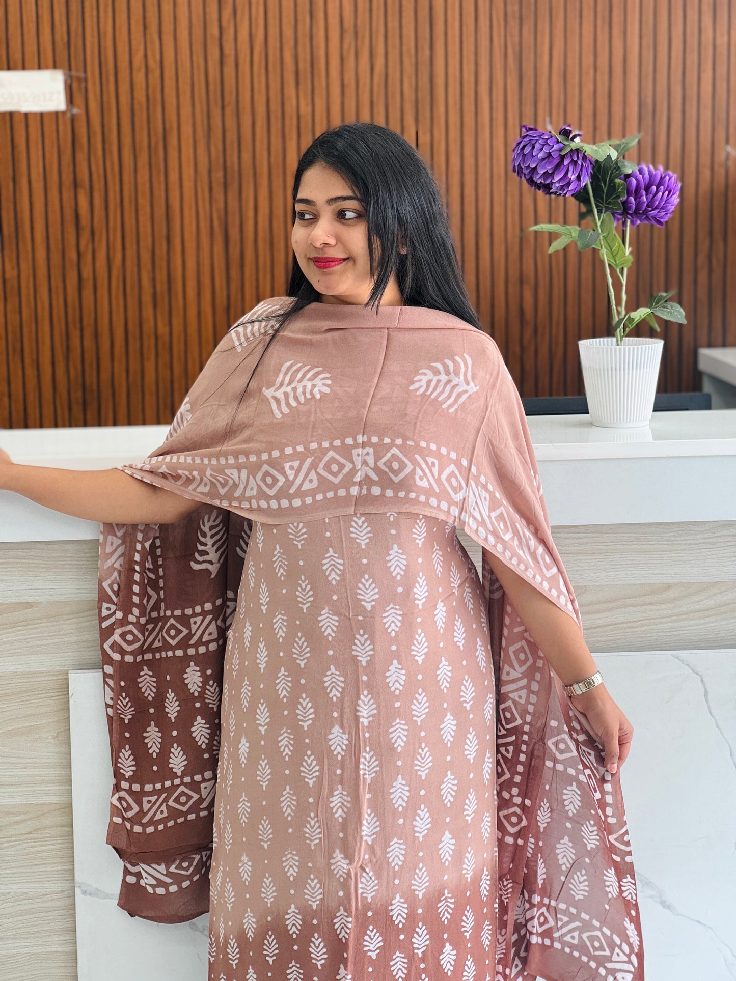 Georgette Batik Print Double Shade Unstitched Churidar Material A1761