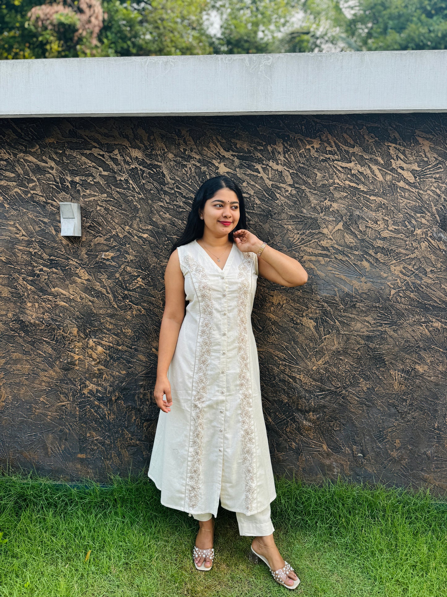 Khadi Cotton Cord Set – Black & Offwhite Shade- A1391