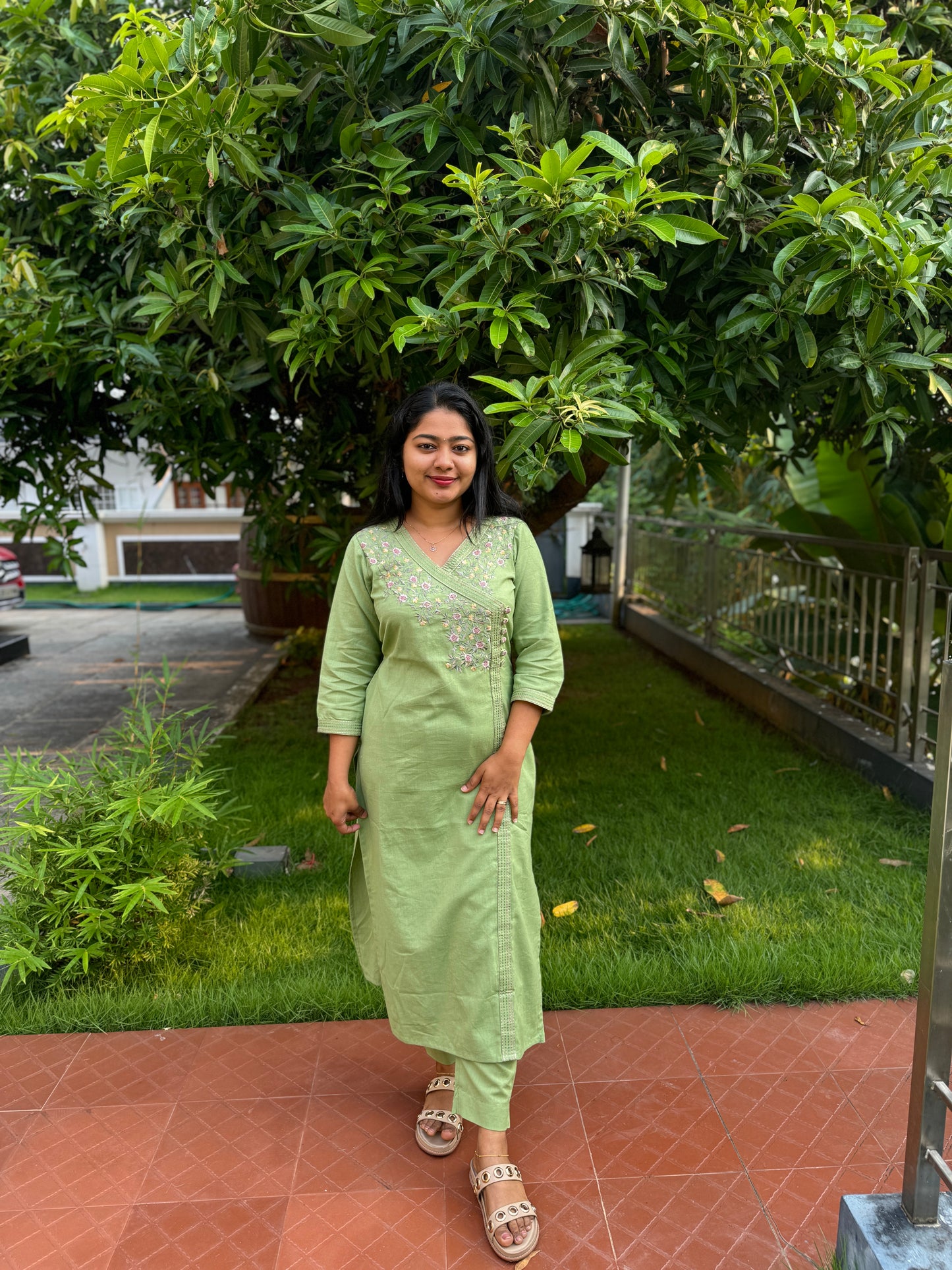 Angrakh style Flex Cotton 2 piece Co-ord Set with Thread work-A1337