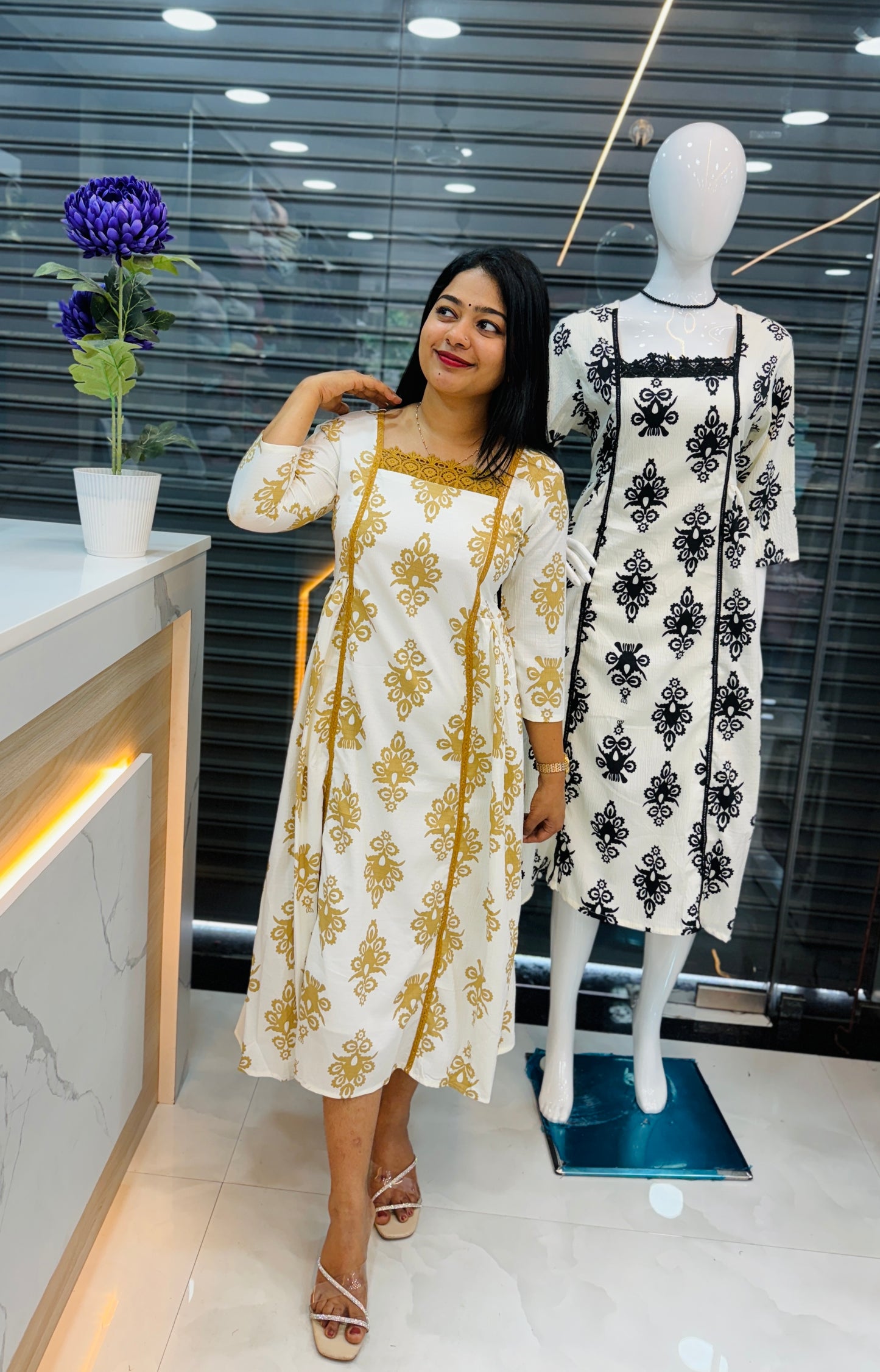 Textured Fabric Premium Frock A- 1565