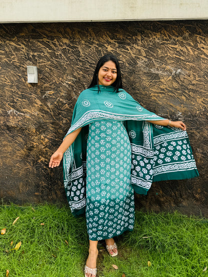Georgette Batik PrintDouble Shade Unstitched Churidar Material A - 1503