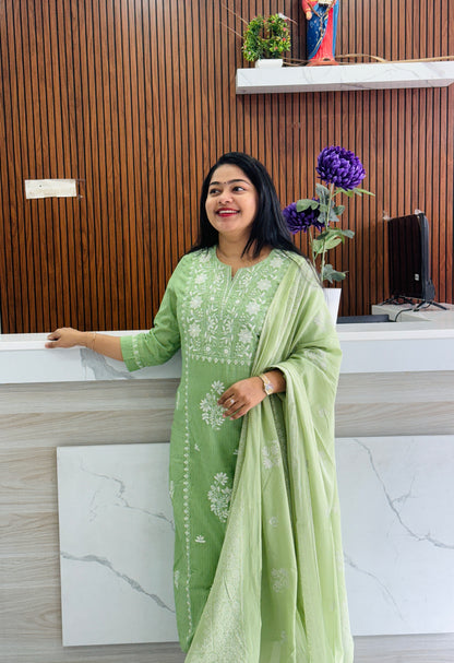 Pure Cotton Embroidered 3-Piece Set A2015