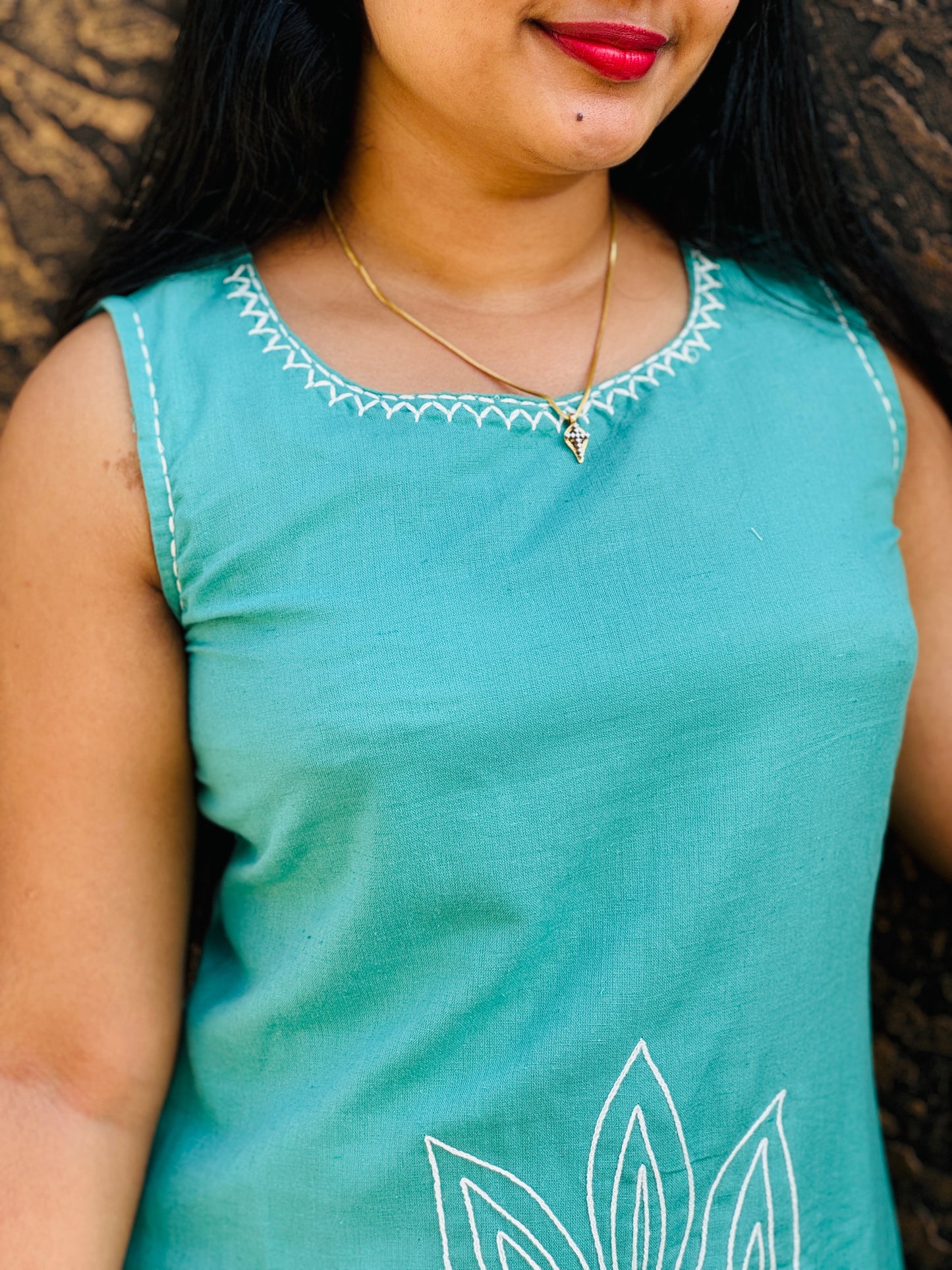 Pastel green sleeveless cord set in soft khadi cotton - A1402