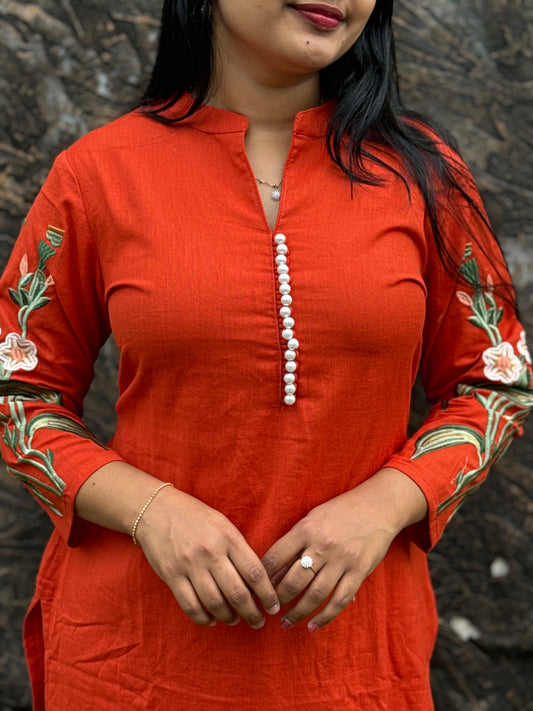 Elegant Orange Flex Cotton Set ✨ A- 1591