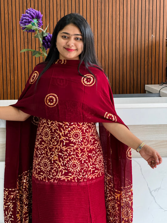Batik Print | Georgette Fabric | Unstitched Churidar Material - A1717