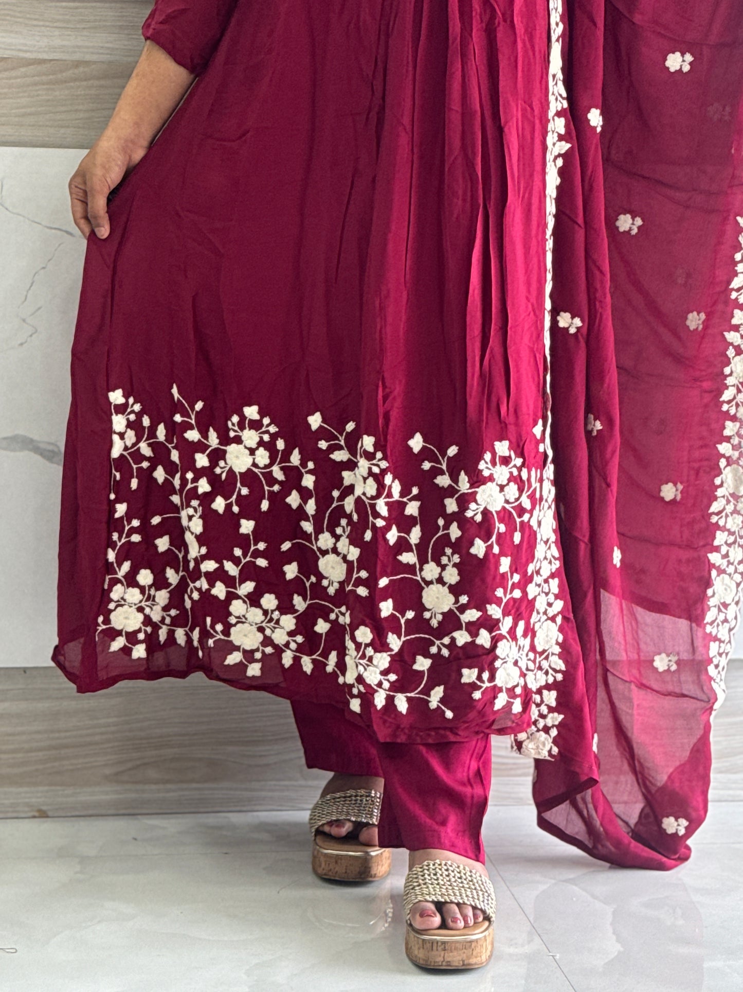 Elegant Silk Chikankari Salwar Set ✨A1972