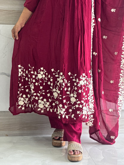 Elegant Silk Chikankari Salwar Set ✨A1972