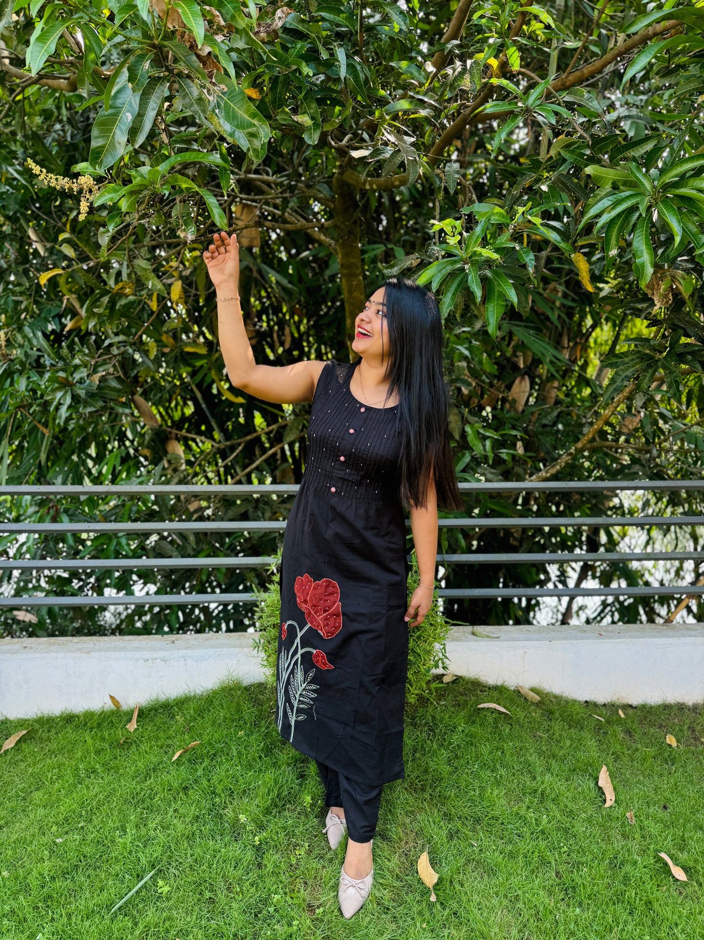 Daily Wear black Colour Khadi Cotton Cord Set A1630