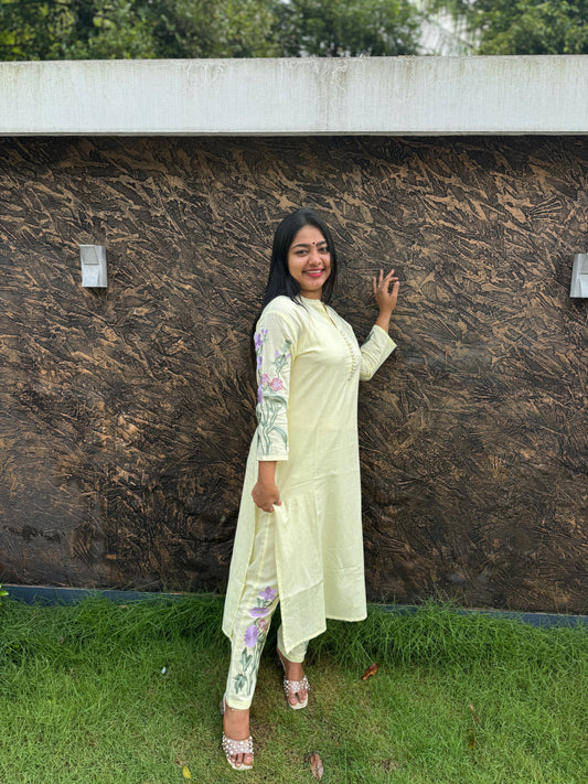 Lime yellow Cordset Perfect for daily and function Wear- A1436