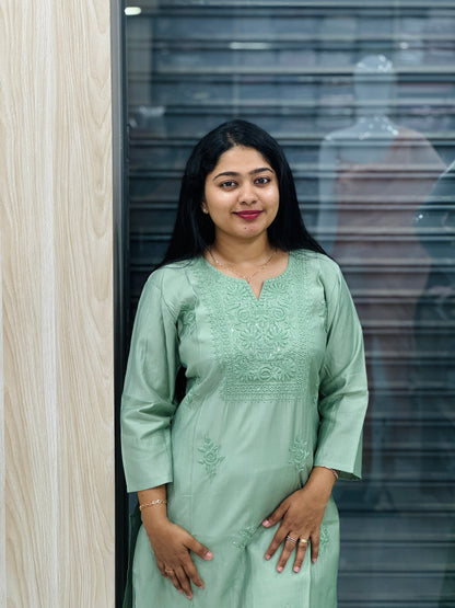 Elegant Chikankari Sets – Now in Rani Pink & Pista Green - A1361