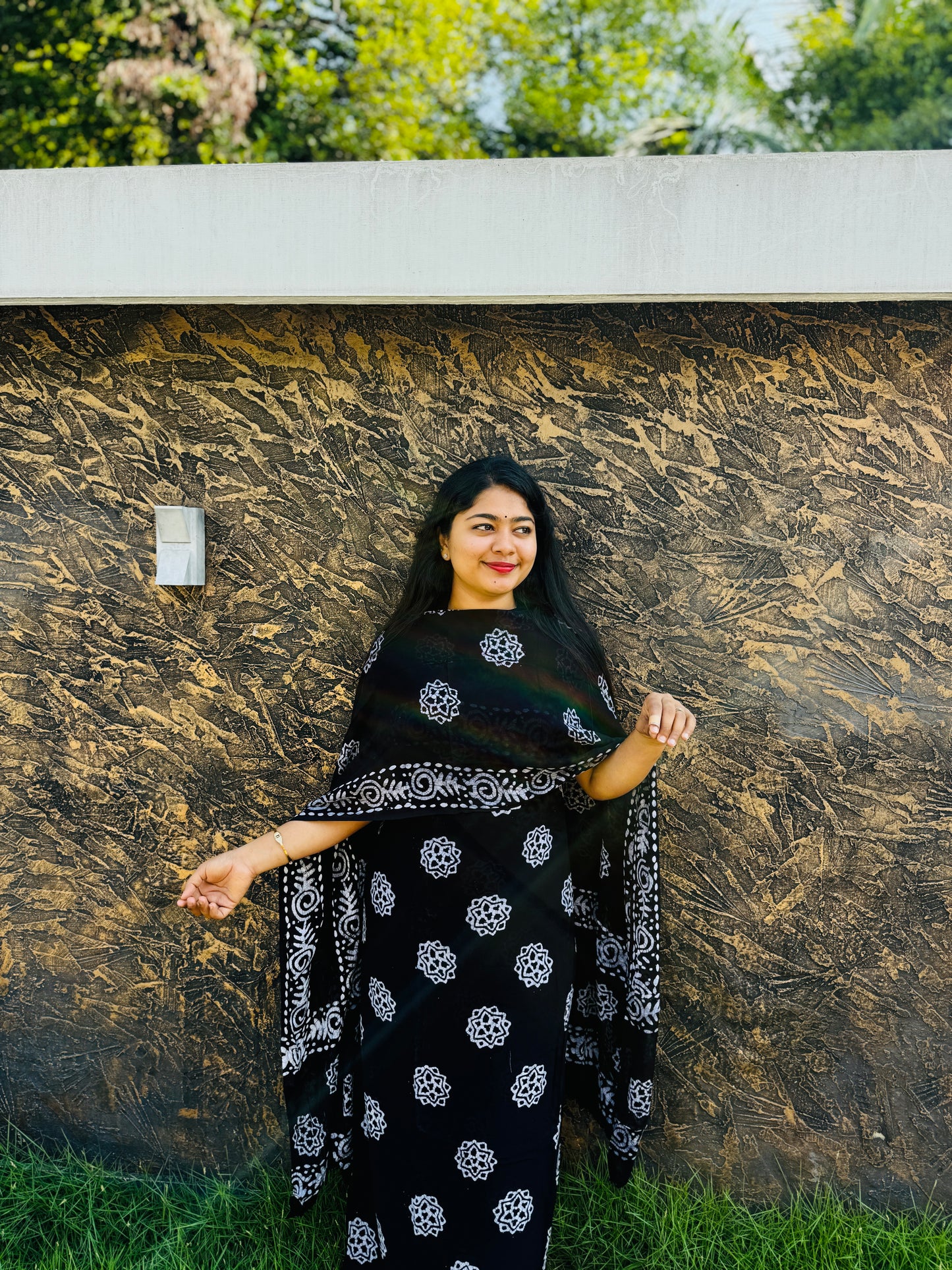 Black Georgette Unstitched Churidar Material - A1446