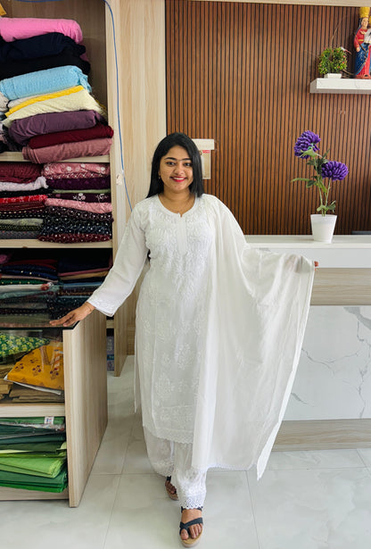 Premium  White Chikankari Cordset A1713