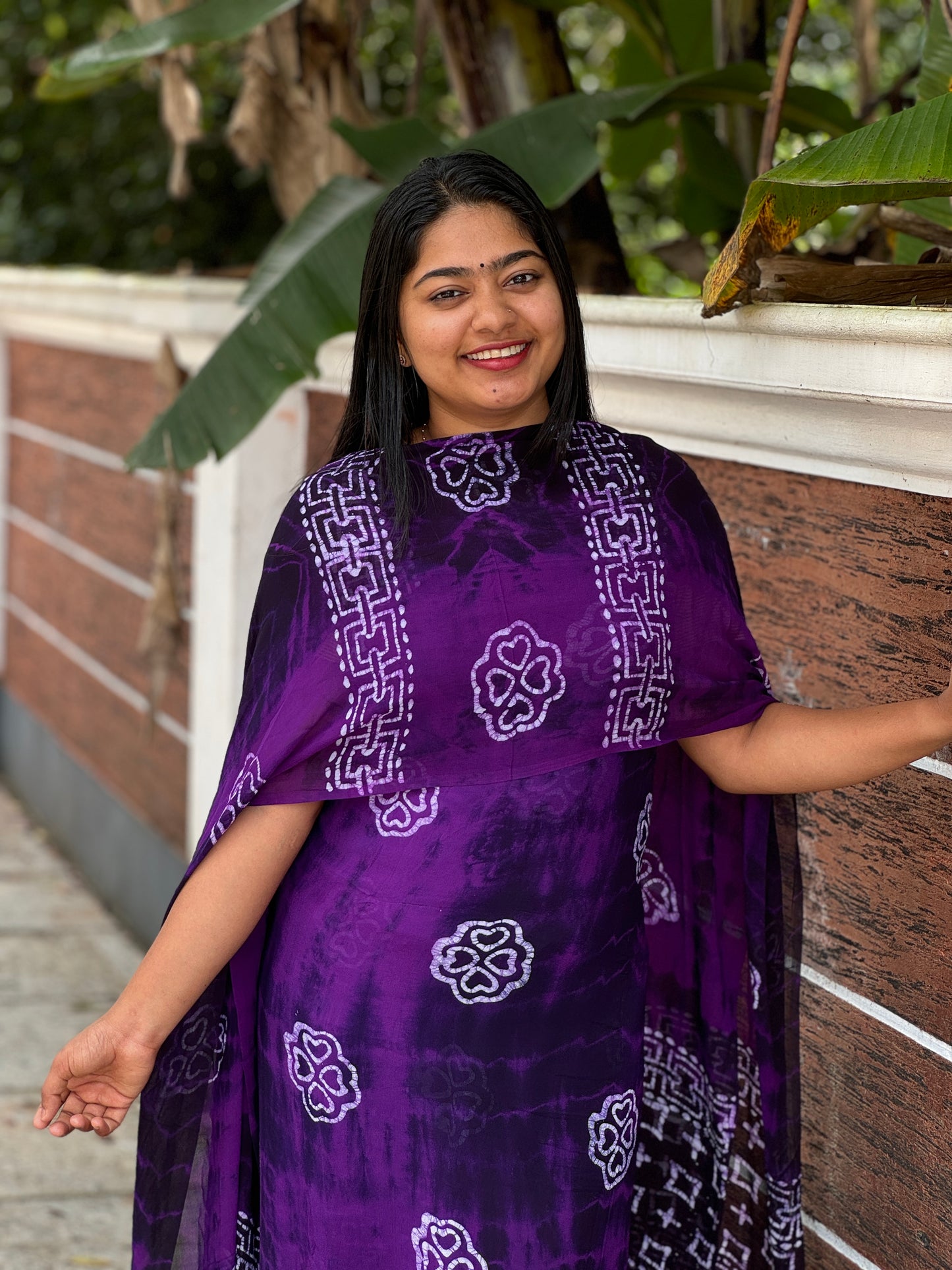 Georgette Batik Print Unstitched Churidar Material - A1481